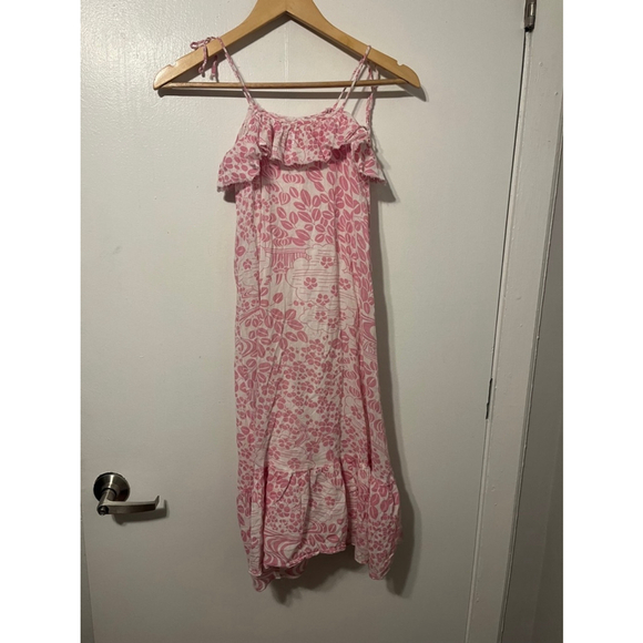 Antik Batik Dresses & Skirts - Antik Batik Pink Floral Ruffle Tiered Detail Strappy Sundress Size XS